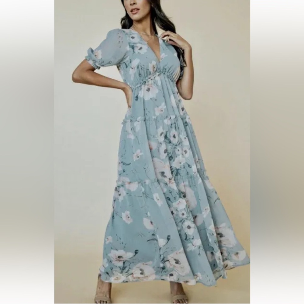 Baltic Born Light Blue Floral Maxi Dress